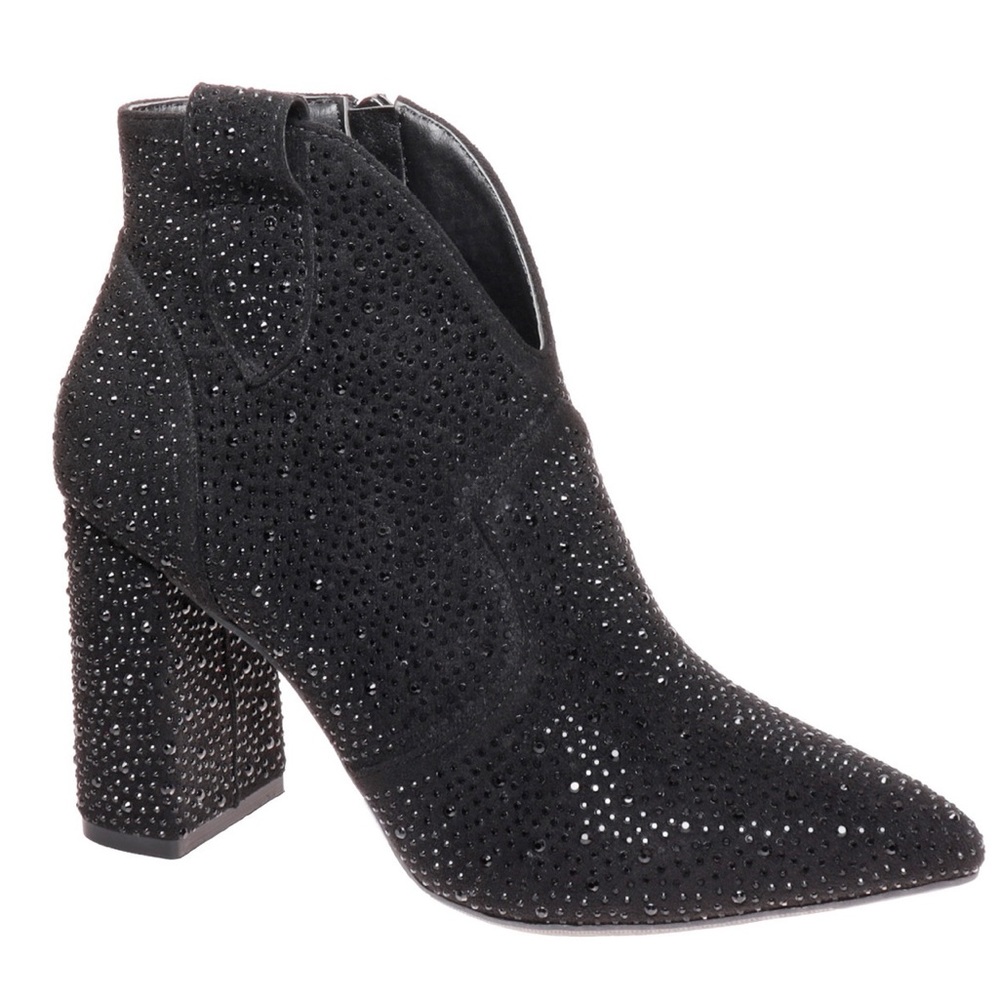 Black Rhinestone Bootie